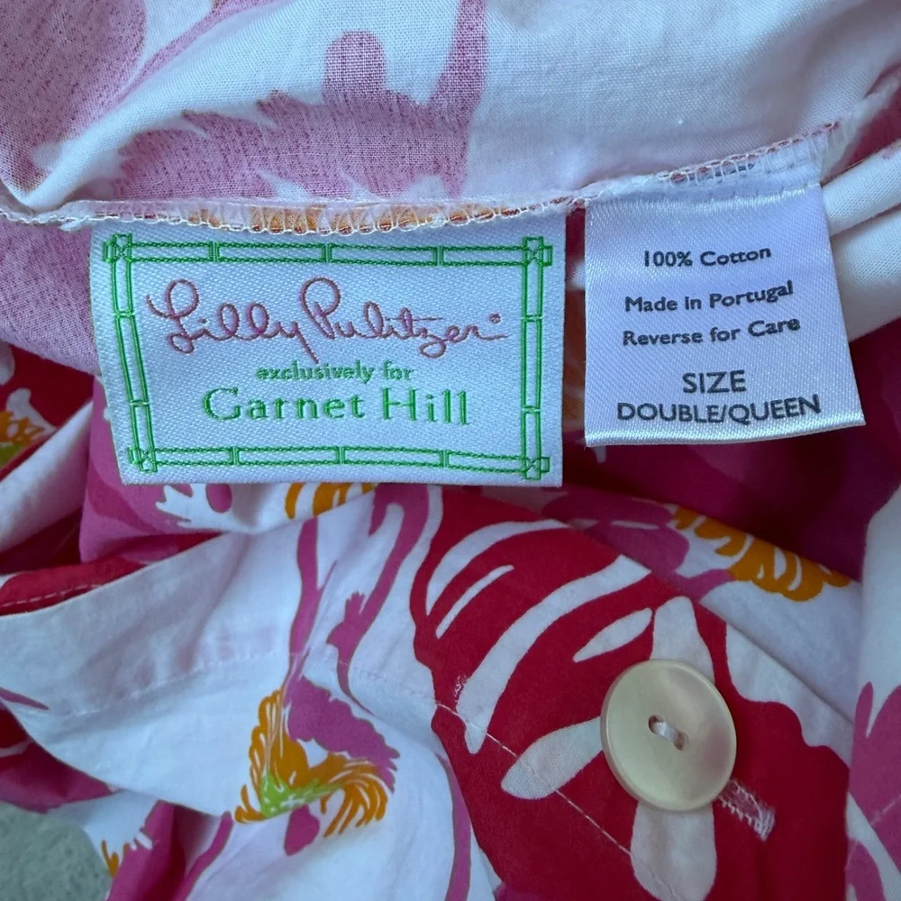 Lilly Pulitzer Garnet Hill Scarlet Begonias Tropical Floral Duvet Set Full/Queen - Picture 14 of 15